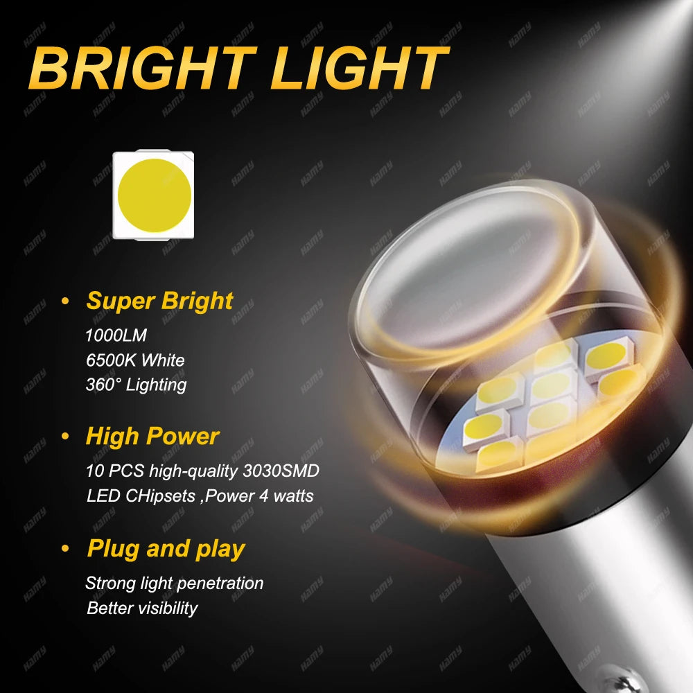 2-10 PCS 1156 BA15S 1157 BAY15D LED Bulbs 12V 3030 Chips 6500K White Super Bright Car Tail Turn Signal Parking Reverse Lights