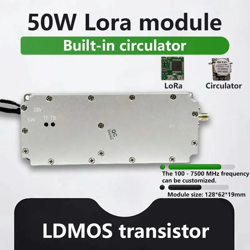 100‑7500MHz Wide Frequency Band 50W Lora Radio Module With Circulator LDMOS Transistor RF Signal Processing Electronic Part