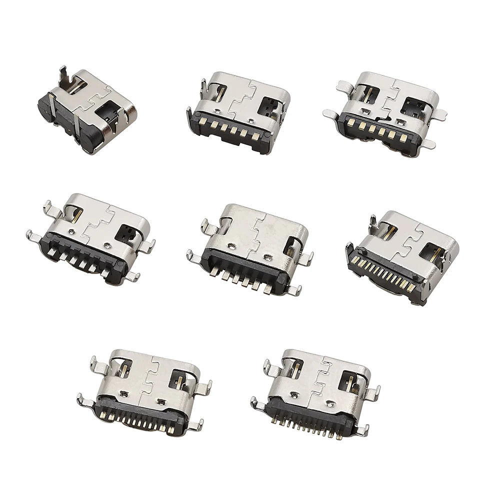 80/100Pcs Type C USB Charging Jack Welding Connectors 2Pin 6Pin 16Pin USB-C Socket For Mobile Phone PCB DIY Repair Kits