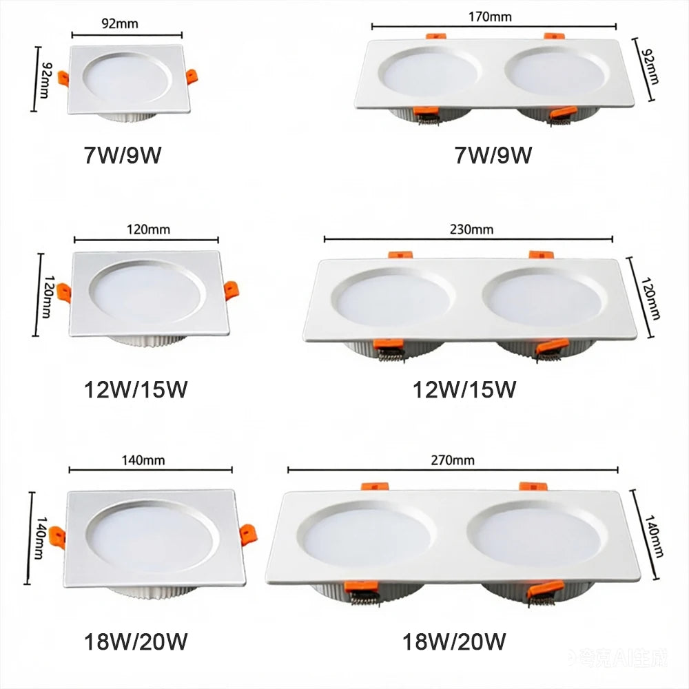 Square Embedded Downlight Dimmable Ceiling Tuya Bluetooth/Zigbee Matter Smart Lamp Lighting AC85V-260V Indoor Lighting