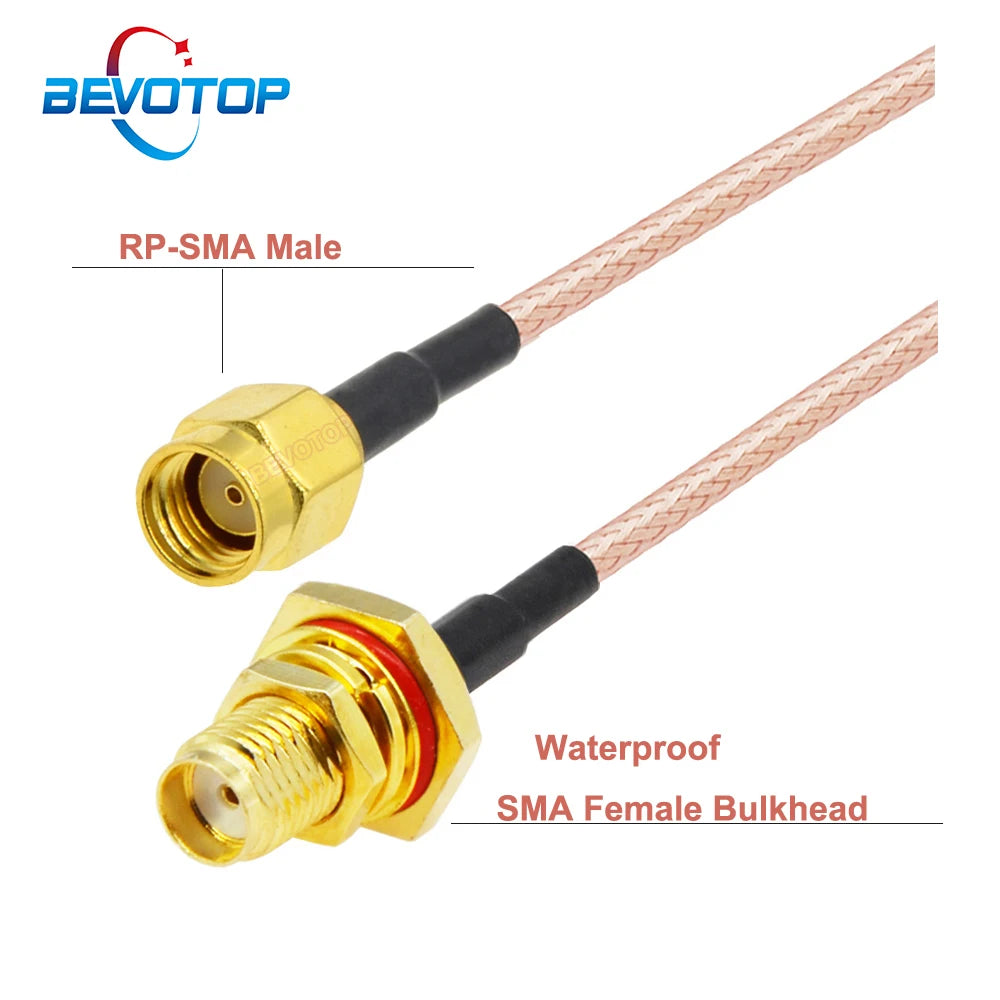 RP-SMA Male to Waterproof SMA Female Bulkhead RG316 Cable 50 Ohm RF Coaxia Pigtail WIFI Router Antenna Extension Cord Jumper