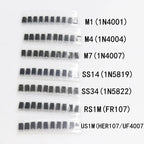 140pcs SMD Rectifier Schottky Diodes Kit 1N4007 M7 1N4001 M1 1N4004 M4 SS14 US1M RS1M SS34 7 Values*20pcs Electronic Diodes Kits