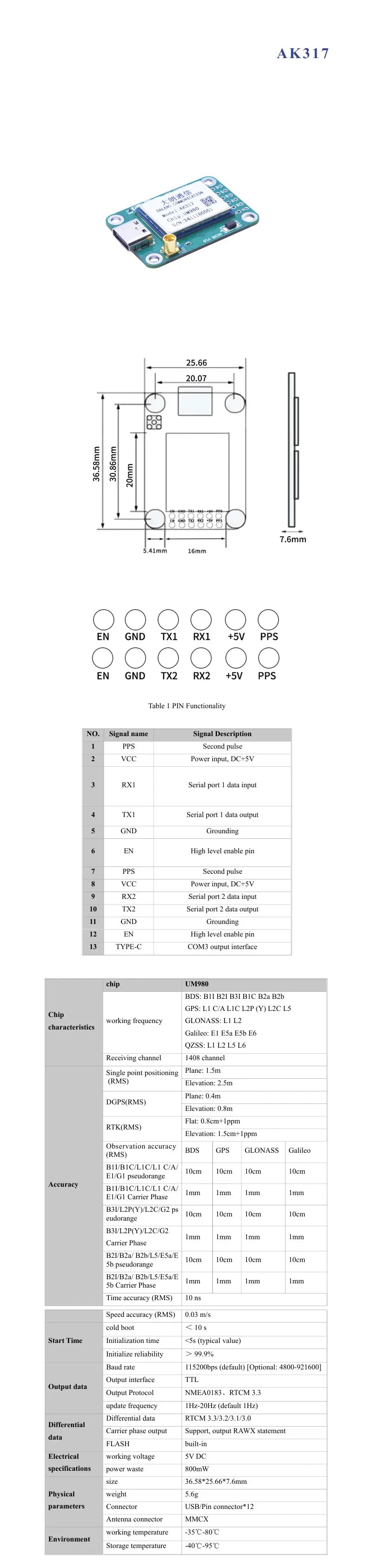 GNSS Full-Frequency Centimeter-level Low-power High-precision UM980 UM982 GPS Module for RTK Differential Direction Finding UAV
