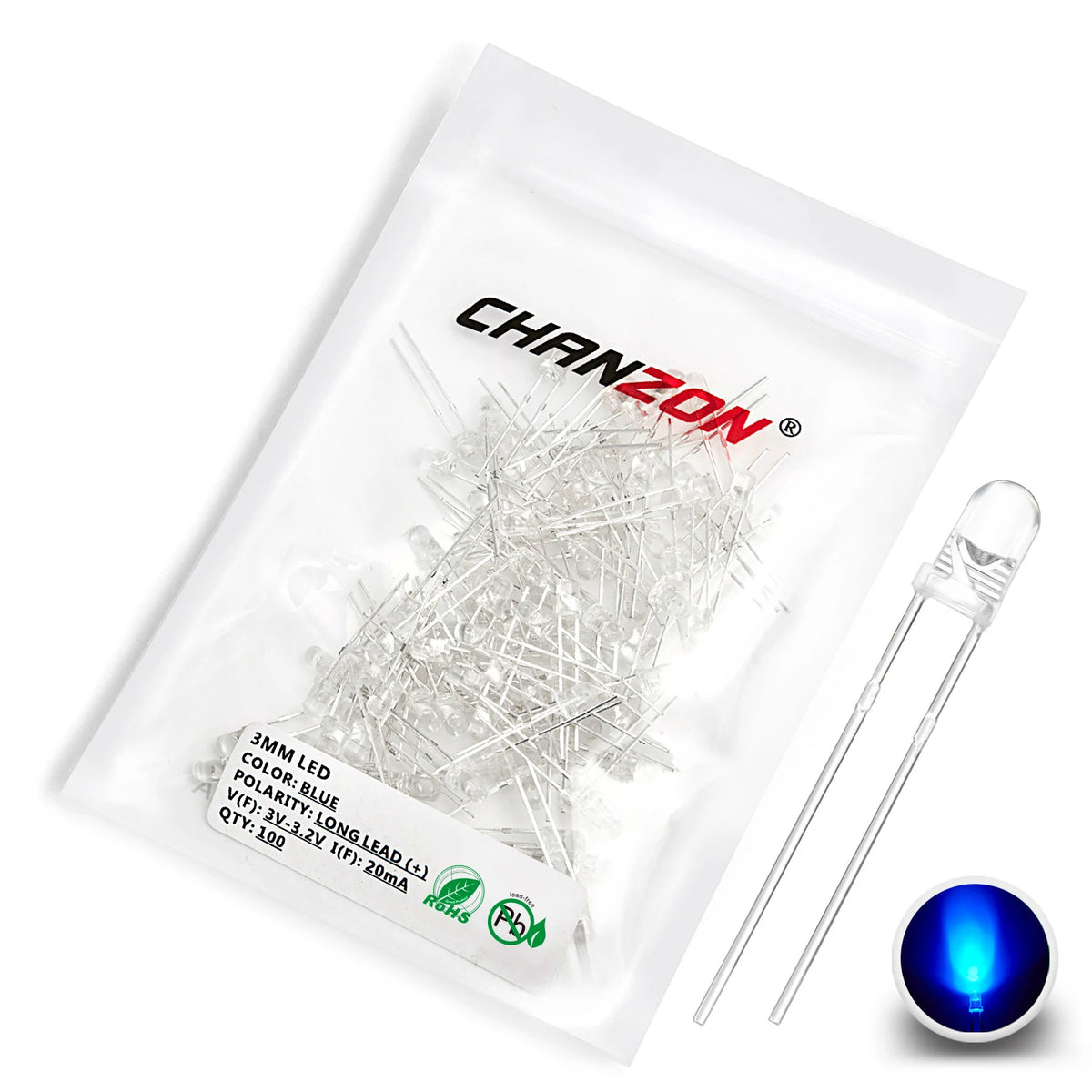 3mm LED Diode Kit Light Emitting Warm White Red Blue Green UV Orange Yellow Pink Color Bulb Lamp Set 2V 3V PCB Assortment