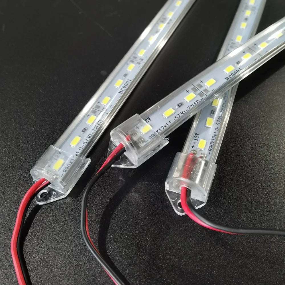 Factory Wholesale DC12V 10cm 20cm 50cm SMD 5730 5630 LED Hard Rigid Strip Bar Light Aluminium Shell +PC Cover LED Bar Light