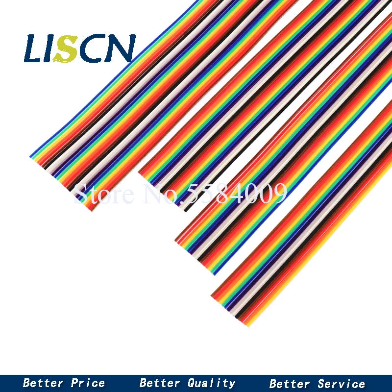 1Meter 6P/8P/10P/12P/14P/16P/34P/40P/60P 1.27mm PITCH Color Flat Ribbon Cable Rainbow DuPont Wire for FC 1.27 Dupont Connector