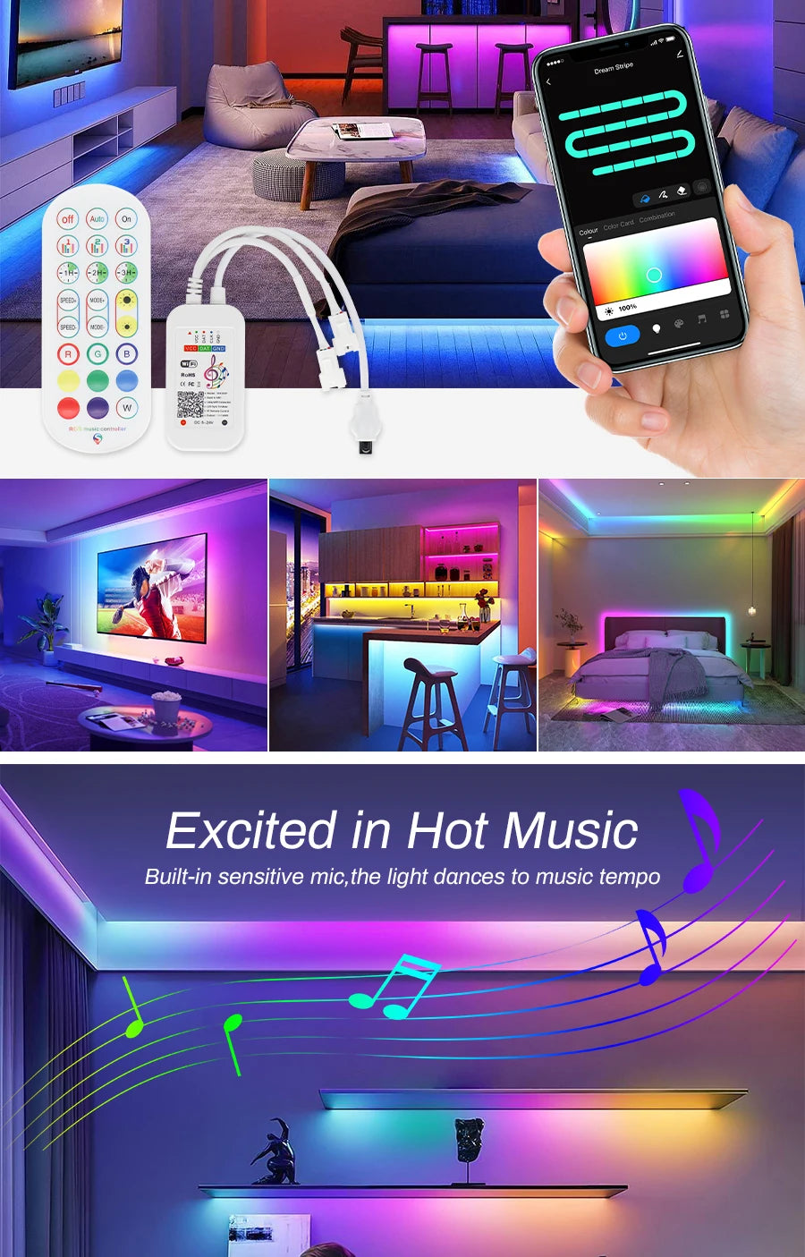 Tuya Wifi Pixel Controller for WS2811 WS2812B Addressable LED Strip Dream Color Light Wi-Fi Smart Dimmer Alexa Google Assistant