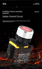 22mm Button Switch Waterproof Momentary Self Reset Self Locking Flat Head Start Stop Arrow Symbol Power Push Button Switch 10A