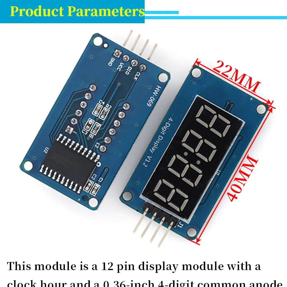 MGQH TM1637 4Bits / TM1638 / 74HC595 8 bit Digital LED Display Module 7 Segment 0.36Inch Clock RED Anode Tube Four Serial Driver