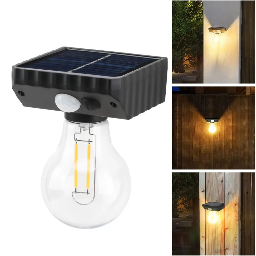 Solar Wall Lights Outdoor with 3 Lighting Modes & Motion Sensor, Solar Porch Light with 2 Bulbs, Waterproof Solar Wall Sconce