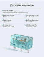 1Pcs Kailh New Style GM8.0 Micro Switch 90 Million Lifespan Gaming Mouse 3Pin Transparent shell Blue Dot
