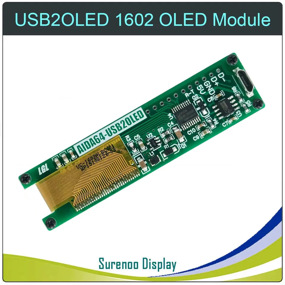 LCD2USB 1602 16X2 162 USB OLED Display LCD Module Screen Panel USB2LCD USB2OLED support AIDA64 for DIY PC