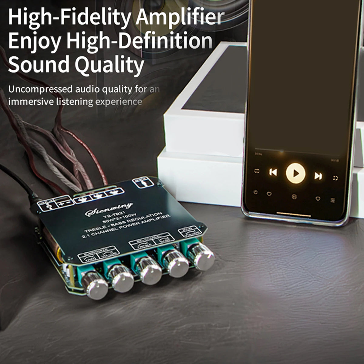 YS-MT21 2.1 Channel Bluetooth 5.0 Subwoofer Amplifier Board 50W X 2+100W Power Audio Stereo Amplifier Board Bass AMP AUX
