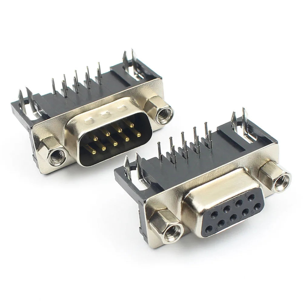 5pcs D-SUB 9 15 25 37 Pin Male Female PCB Connector With Set Screw Plug Socket Adapter Right Angle 2 Rows DB9 DB15 DB25 DB37