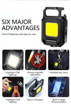 Keychain Light Mini Multifunctional Camping Flashlight USB Rechargeable LED Portable Bright COB Pocket Clip Lantern Outdoor Work