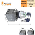 LANBOO 2/3 Gear Key Head Push Button Knob Switch Latching 1NO1NC with Lamp Green Blue 9-24V 110V 220V