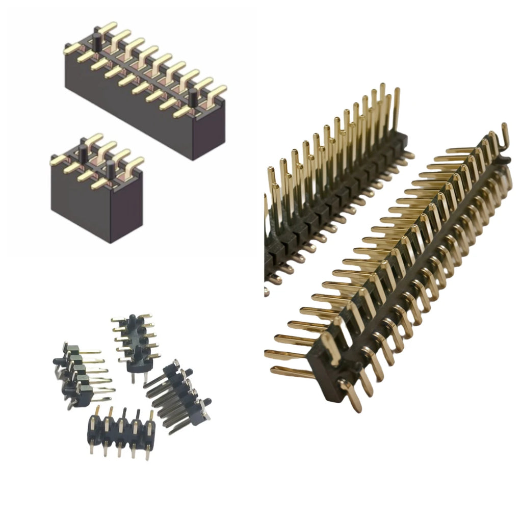 100pcs 1.27mm SMT wt Guide Post Dual SMD Pin Header Gold-plated 2*4/5/6/7/8/9/10/20/25Pin PH4.3 PCB Male Female Socket