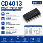 (10 pcs) CD4013BE DIP-14/CD4013BM SOP-14 CD4013 Dual D-Type Flip-Flop 3V-18V