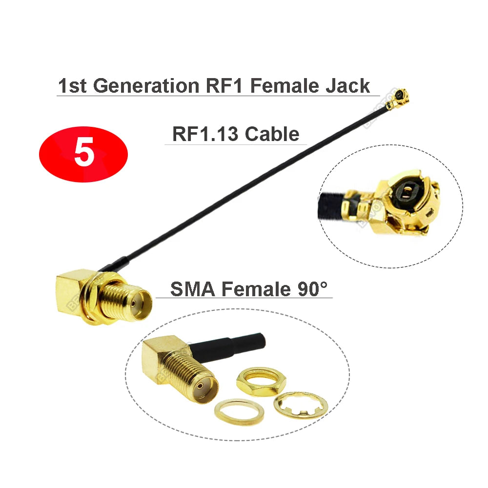 1pcs SMA to IPX Jumper 1st/4th Generation RF1/ RF4 Female Jack to SMA/ RP-SMA Female WIFI Antenna Cable RF1.13 Extension Pigtail