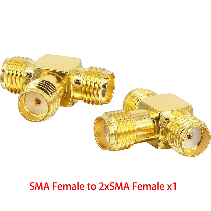 1 Piece RP-SMA Female Plug to 2 Dual RP SMA Female Triple T Type RF Adapter RPSMA 3 Way Splitter Coaxial Cable Connector