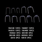 10Values 1N4007 1N5819 1N5408 1N5822 SR3100 Schottky 10A10 rectifier fast recovery diode 1N4148