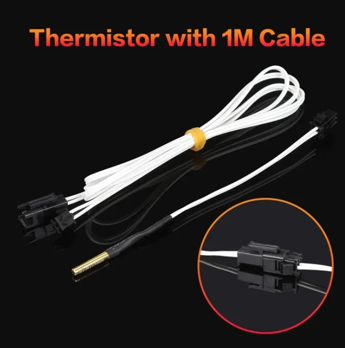 XCR3D 3D Printer Part 100k ohm B3950 NTC Thermistor Temperature Sensor HT-NTC100K 1 Meter 1.5m 2M Cable with Plug Connector