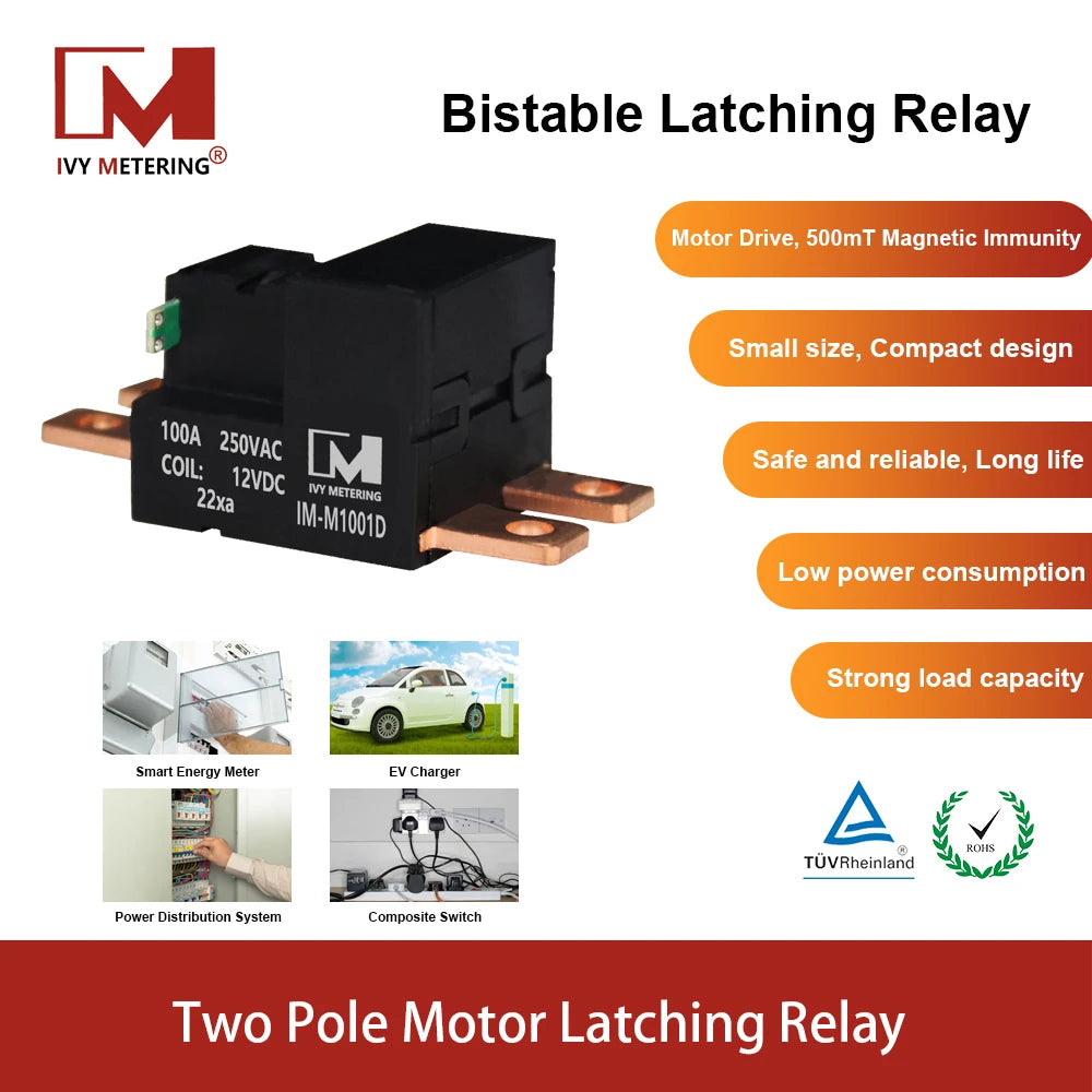 IM-M1001D 80A 250VAC Coil 12VDC Two Phase Magnetic Immune 500mT Latching Relay