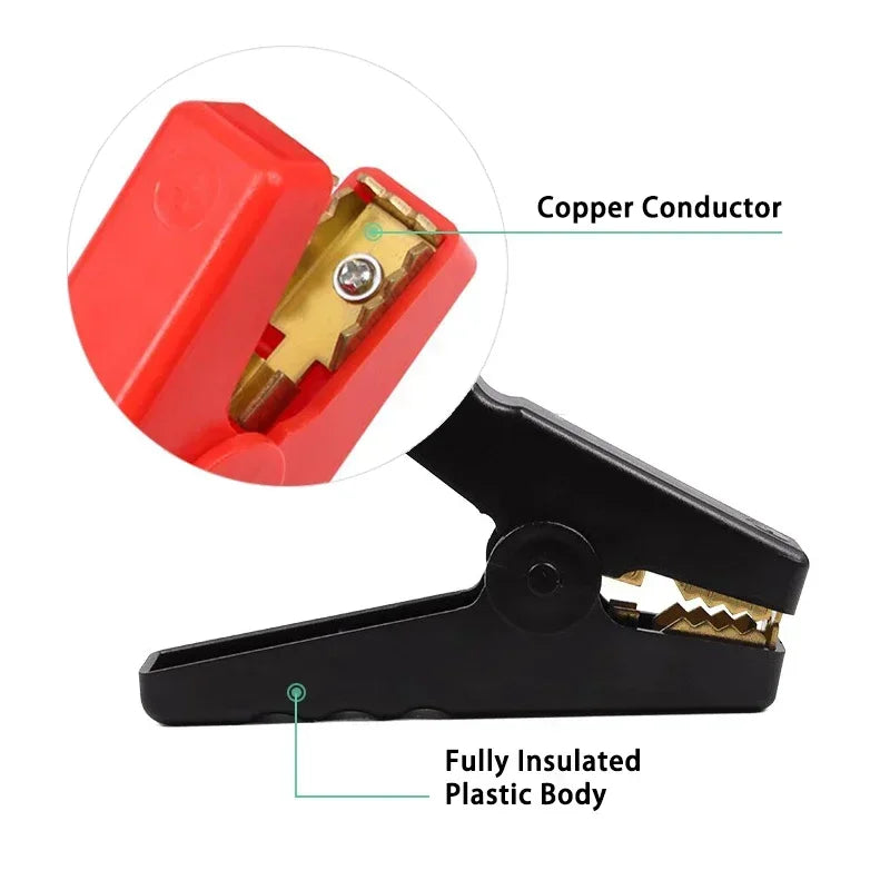 30A-300A 28/35/45mm Black Red Set Crocodile Clip Crocodile Electrical Clamps Test Probe Meter Soft Plastic Alligator Test Clips