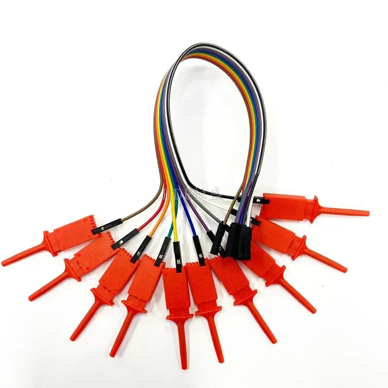 10Pcs Test Hook Clips with 20/30cm Male Header Jumper Wires & SOIC IC Grabber, Test Hook Clips to Dupont Wire for Power Supply