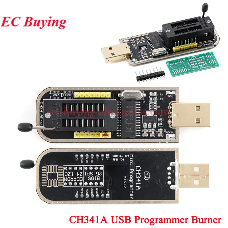 CH341A CH341B 24 25 Series EEPROM Flash BIOS USB Programmer Module SOIC8 SOP8 SOP 8 Test Clip EEPROM 93CXX/25CXX/24CX Burner ZIF