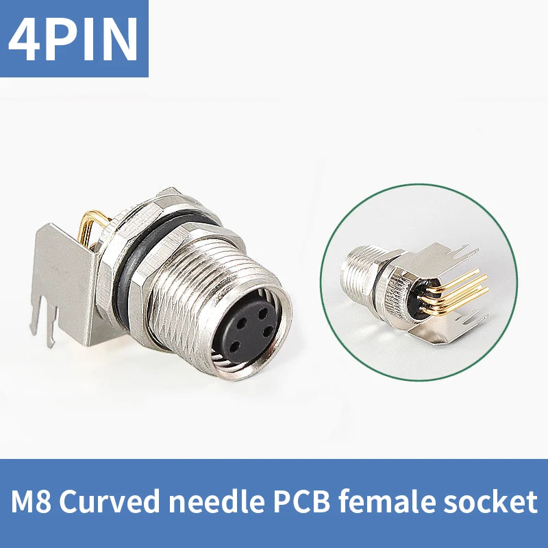 5/10 PCS M8 Male/Female Curved Straight Jack Socket 3 4 5 6 8 Pin Solder IP67/68 Waterproof PCB Panel Connector