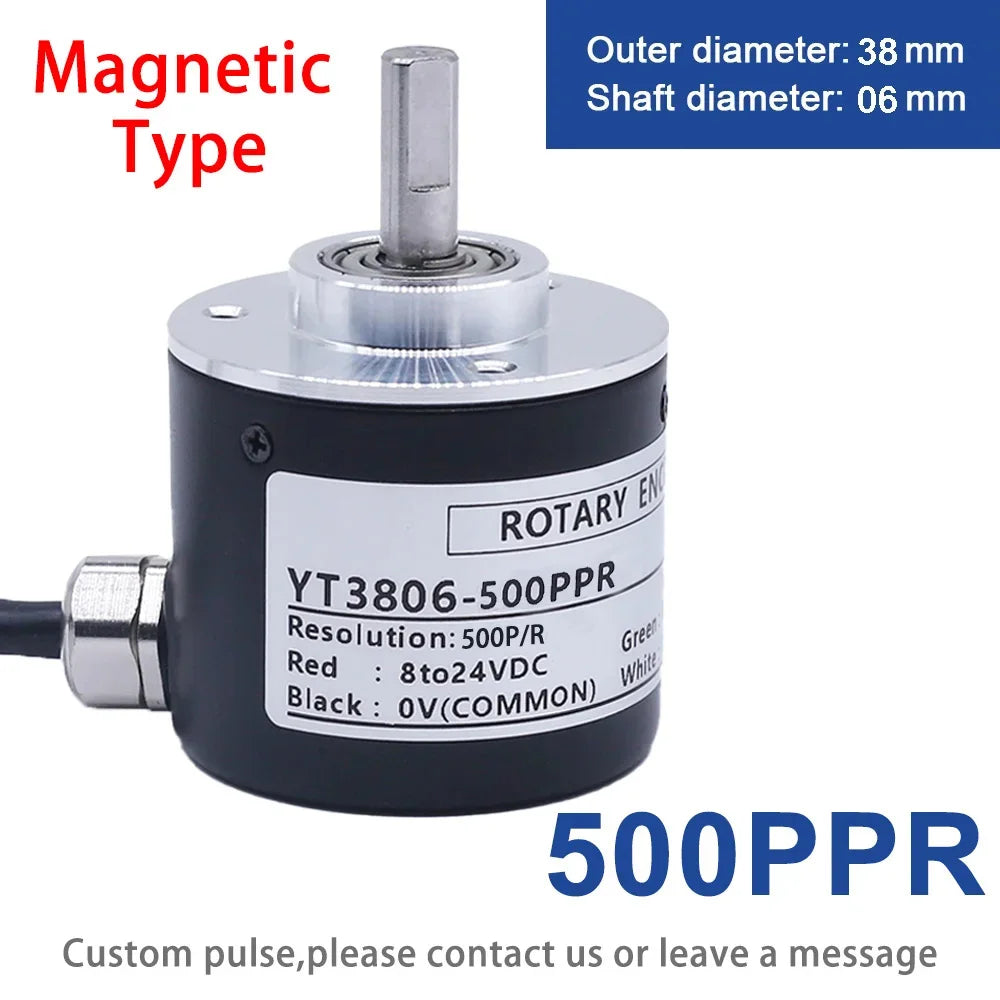 Photoelectric Incremental Rotary Encoder 38S6G5-B-G24N 50/100/200/360/400/500/600PPR AB 2 Phase DC8-24V NPN PNP Optical Encoder