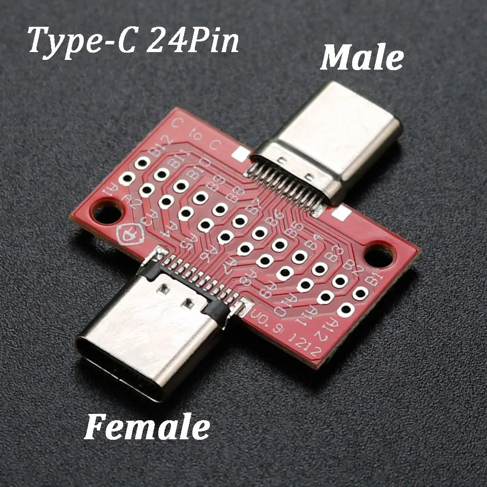 YuXi 1Pcs Type-C Male / Female to Male / Female USB 3.1 Test PCB Board Adapter Type C 16P 24P 2.54mm Connector Socket