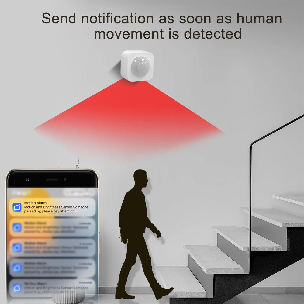 LINCUKOO WIFI Smart PIR Motion Sensor Support Tuya Smart Life Automation Lighting Home Security 3 Years Battery Magnet Install