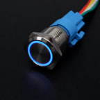 16/19/22mm Metal Push Button On Off Switch LED Light Momentary Latching Waterproof Flat Circular Button Silver Black 6v 12v 220v
