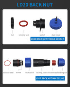 Waterproof IP68 Aviation Plug LD20-2/3/4/5/6/7 Pin No-welding Screw crimp Wire cable Connector Male Plug and Female Socket