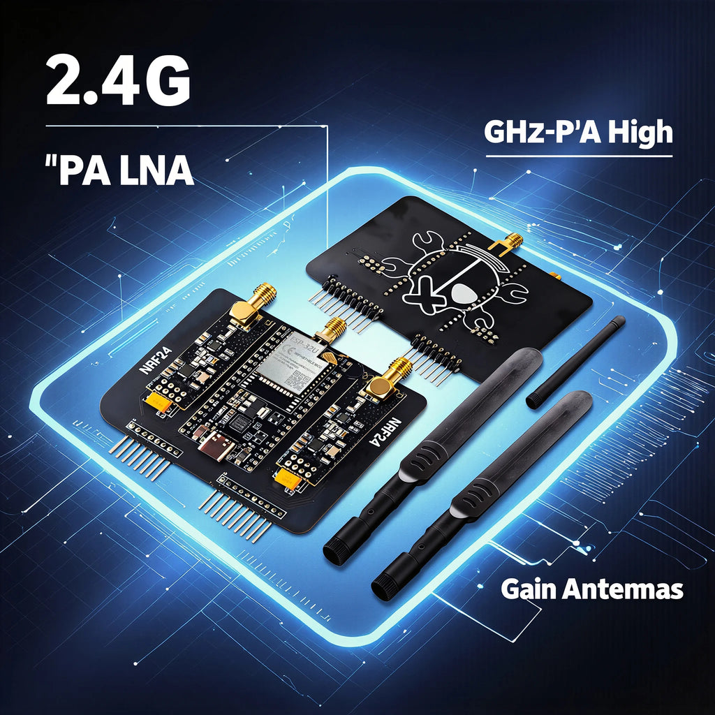 For Flipper Zero ESP32 DevKitC + NRF24L01 PA LNA 2.4GHz Module Supports Bluetooth And Equipped With High-Gain Antennas for IoT