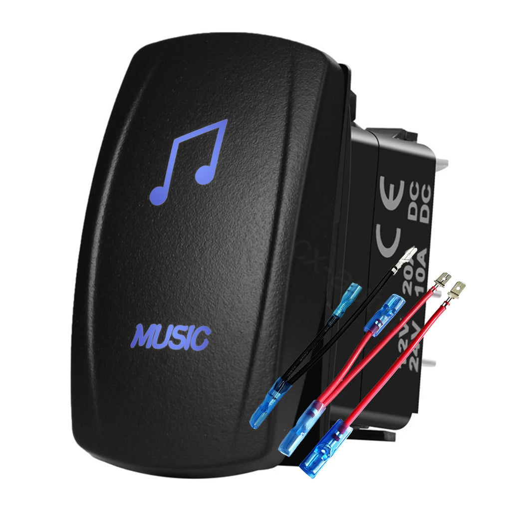 12V 24V Boat Trim Tabs Switch (ON)-OFF-(ON) Momentary Rocker Switch Waterproof Blue Light ON-OFF Toggle Switch With Harness