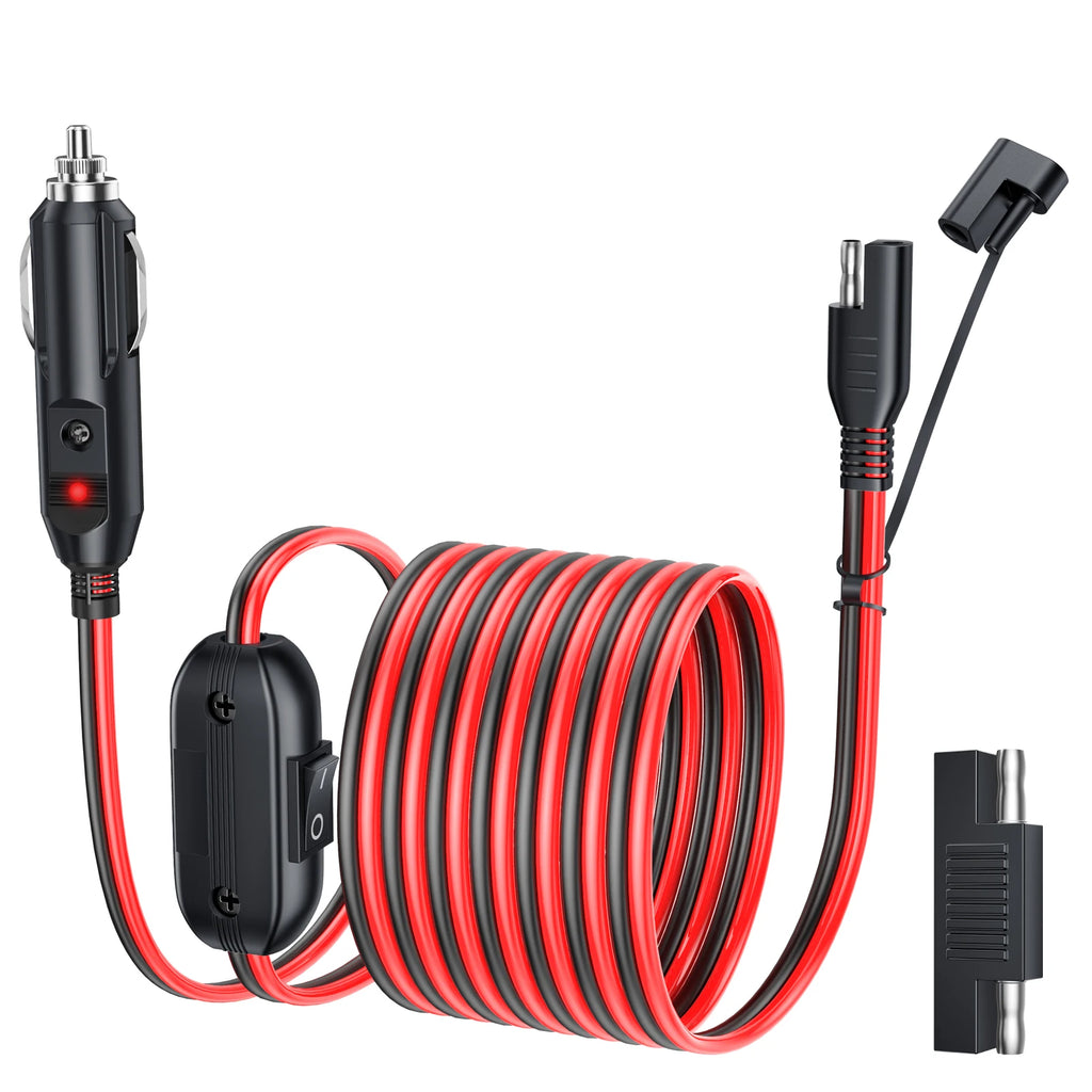 Anchtek 16AWG 12V Cigarette Lighter SAE Battery Charger Cable Quick Release Adapter With Switch For RV Solar Panels Motorcycle