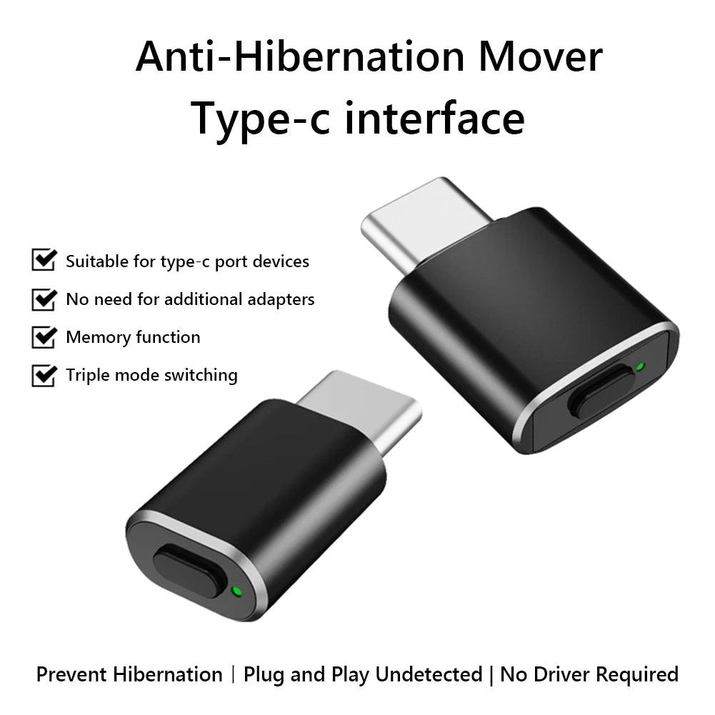 USB C Mouse Jiggler with Switch Button Mouse Mover 3 Jiggle Modes Mouse Shaker Keep Computer/Laptop Awake