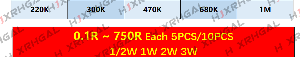 150PCS 300PCS 1/4W 1/2W 1W 2W 3W Resistance 1% Metal Film Resistor Assortment Kit Set 30Values Each 5/10PCS 1~750 1K~820K Ohm