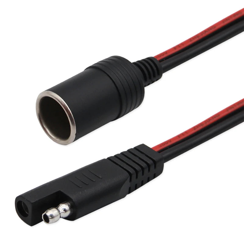 14AWG 30CM Extension Cable 12V 24V Female Cigarette Lighter Socket to Sae with Sae 2 Pin Quick Release Disconnect Connector Plug