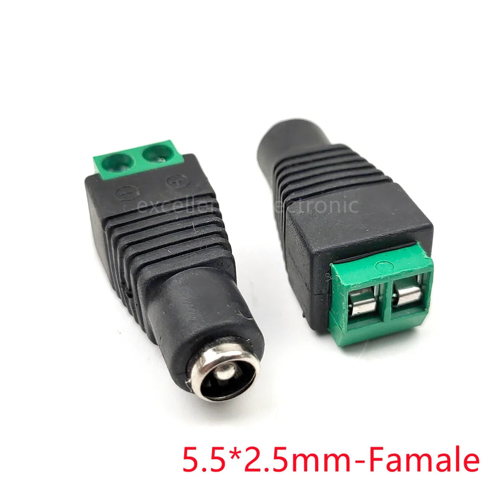 5/10Pcs Solderless DC Jack Plug Connector 3.5x1.35 5.5x2.1 5.5x2.5mm Male Female Adapter for LED Tape Surveillance Camera