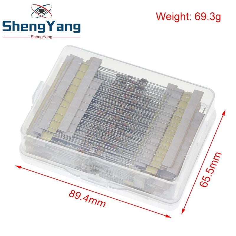 TZT 1/8W 5% 640pcs 64 Values 1R - 10MR 0.125W Carbon Film Resistors Assorted Kit Set