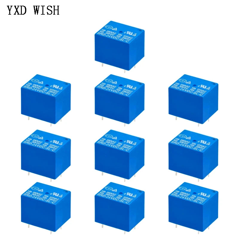 50PCS/lot Power Relays SRD -05V 09V 12V 24VDC -SL-C 10A 250VAC Relay 5Pin SRD-05-SL-C SRD-12VDC-SL-C SRD-24VDC-SL-C Relay