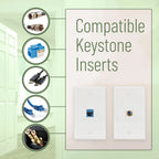 ZoeRax 0/1/2/3/4/6-Port Keystone Jack Wall Plate, Low Profile RJ45 Wall Plate for Keystone Jacks in White