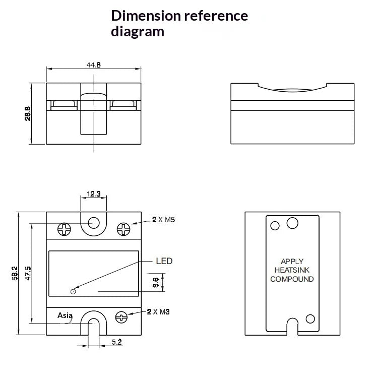 RM1A Series Solid State Relay 25A  40A 50A 75A Zero Cross SSR DC to AC for Heater Control