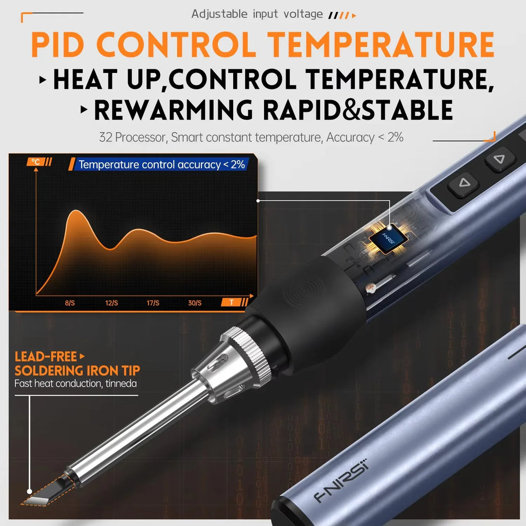 FNIRSI HS-01 Smart Soldering Iron 80-420℃ Rapid Heating PD 65W Type-c Charge Digital Display Screen Portable Welding Repair Tool