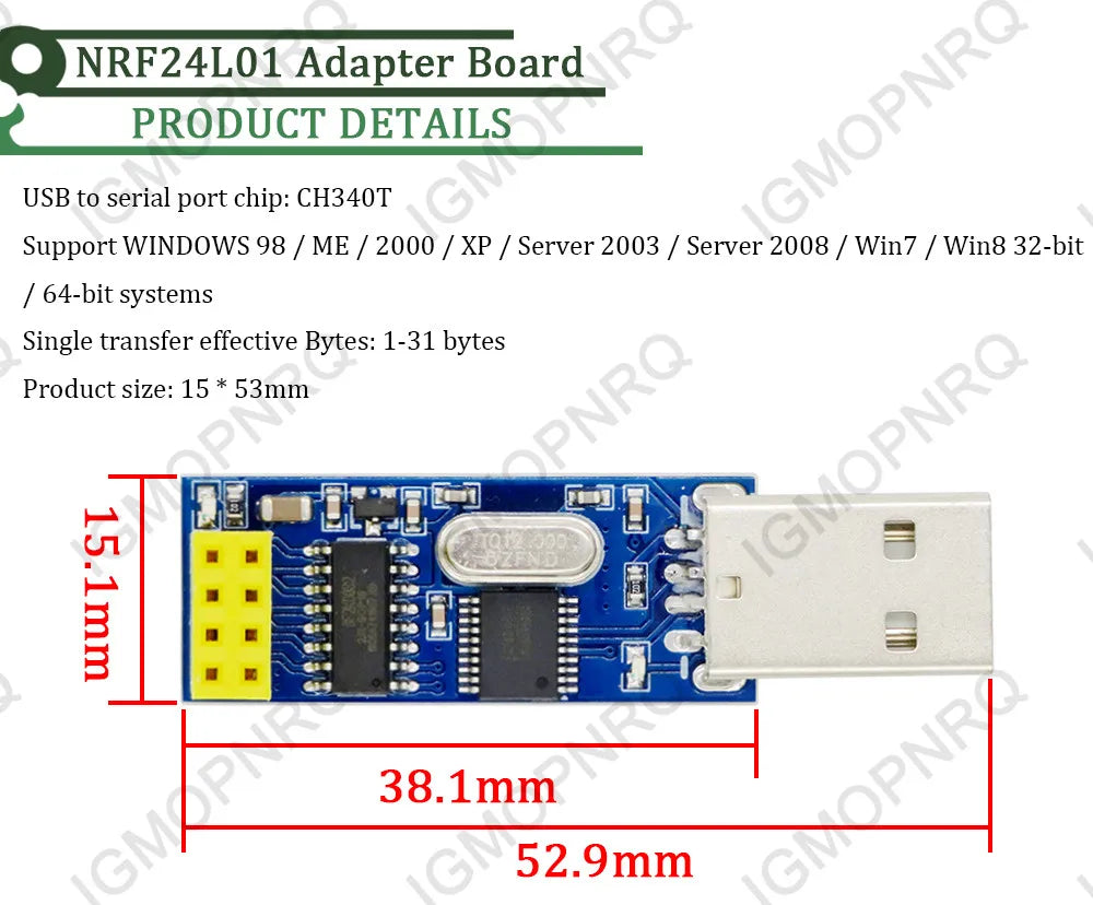 1pcs CH340T USB to Serial Port Adapter Board + 2.4G NRF24L01+ Wireless Module For Arduino