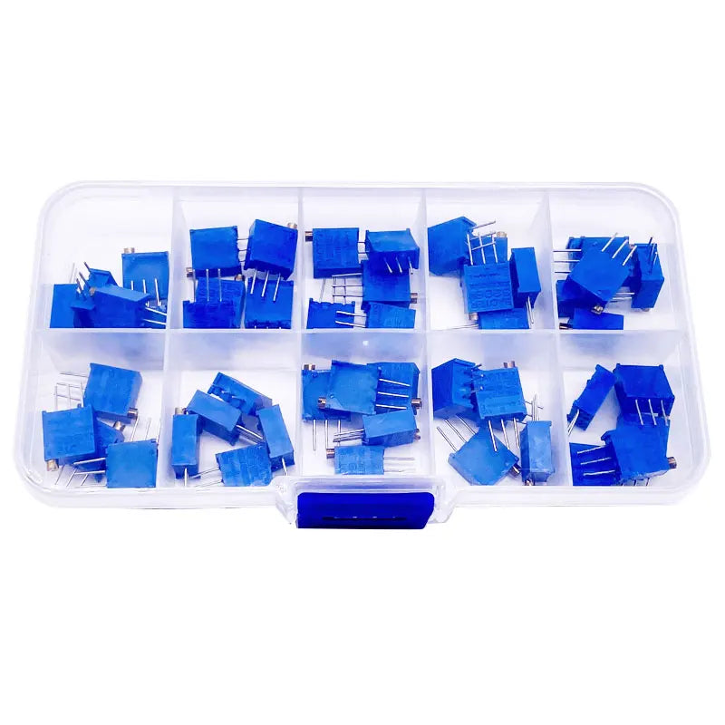 10 kinds of 50pcs 3296W multi-turn precision adjustable resistor trimmer potentiometer ESC kit 500R/1K/2K/5K/10K/20K/50K/100K/1M
